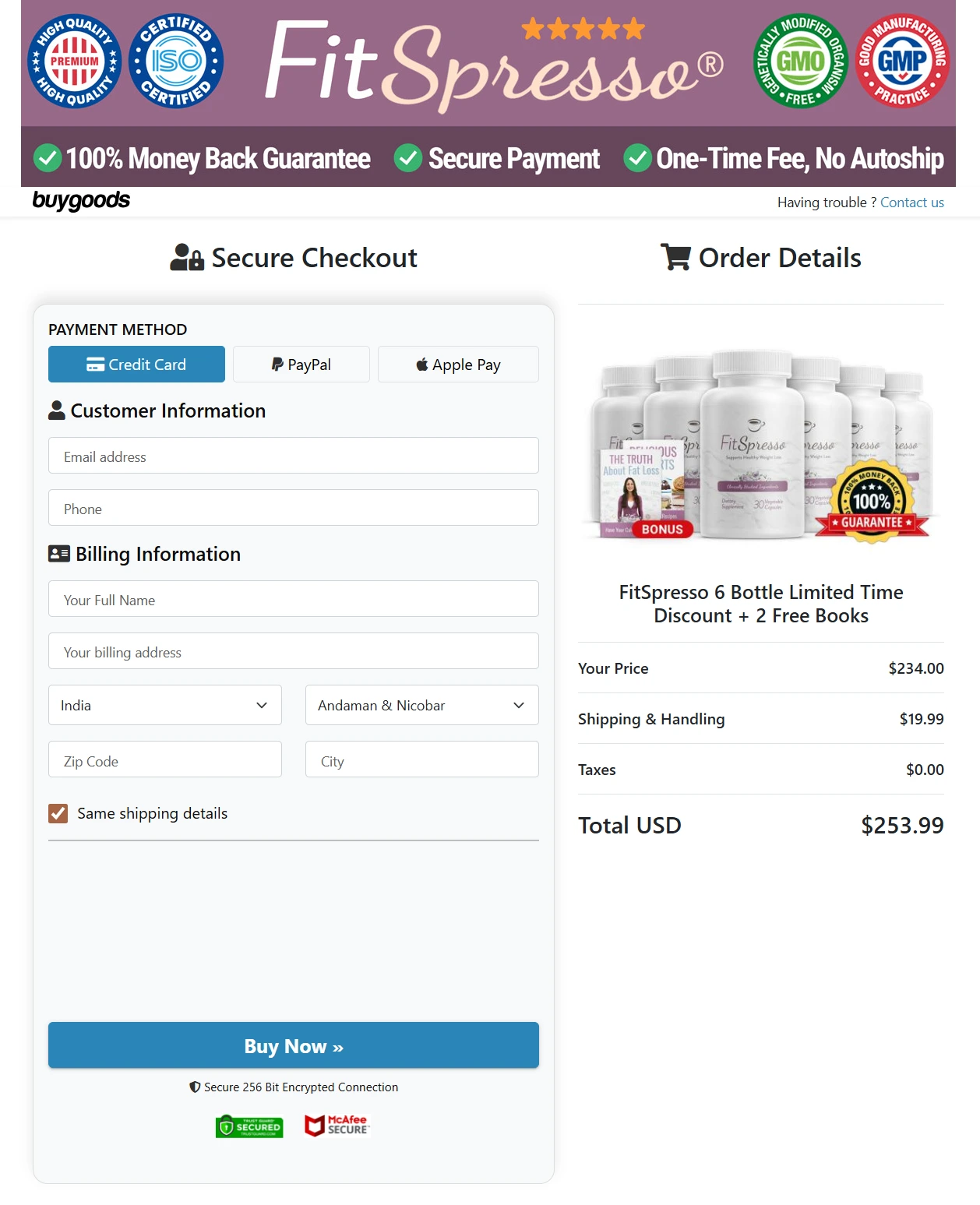fitspresso-secure-checkout-page
